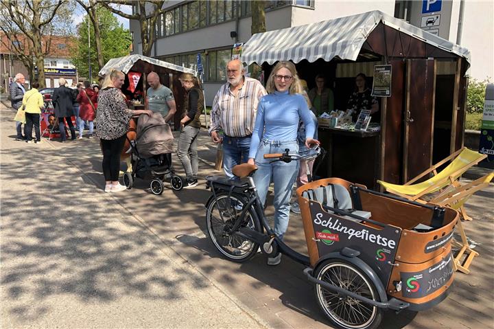 Das Lastenrad der Gemeinde Südlohn steht für Probefahrten bereit.