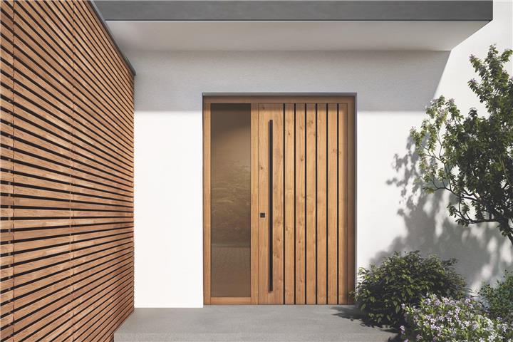 Die Haustüren-Kollektion vereint modernes Design, hochwertige Materialien und intelligente Technik. Foto: HLC/UNILUX