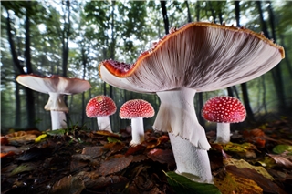 Foto von Agorastos Papatsanis, das Fliegenpilze in ihrer ganzen Schönheit zeigt.