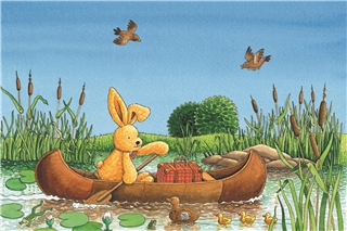 Im LWL-Museum für Kunst und Kultur läuft die Ausstellung „Reiselustig. Unterwegs mit dem Hasen Felix“.© Felix, der Hase, Autorin: Annette Langen, Illustratorin: Constanza Droop © Coppenrath Verlag, Münster