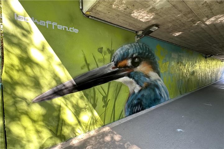 Neugestaltete Unterführung am Aa-Radweg: Das neue Kunstwerk setzt farbenfrohe Akzente.